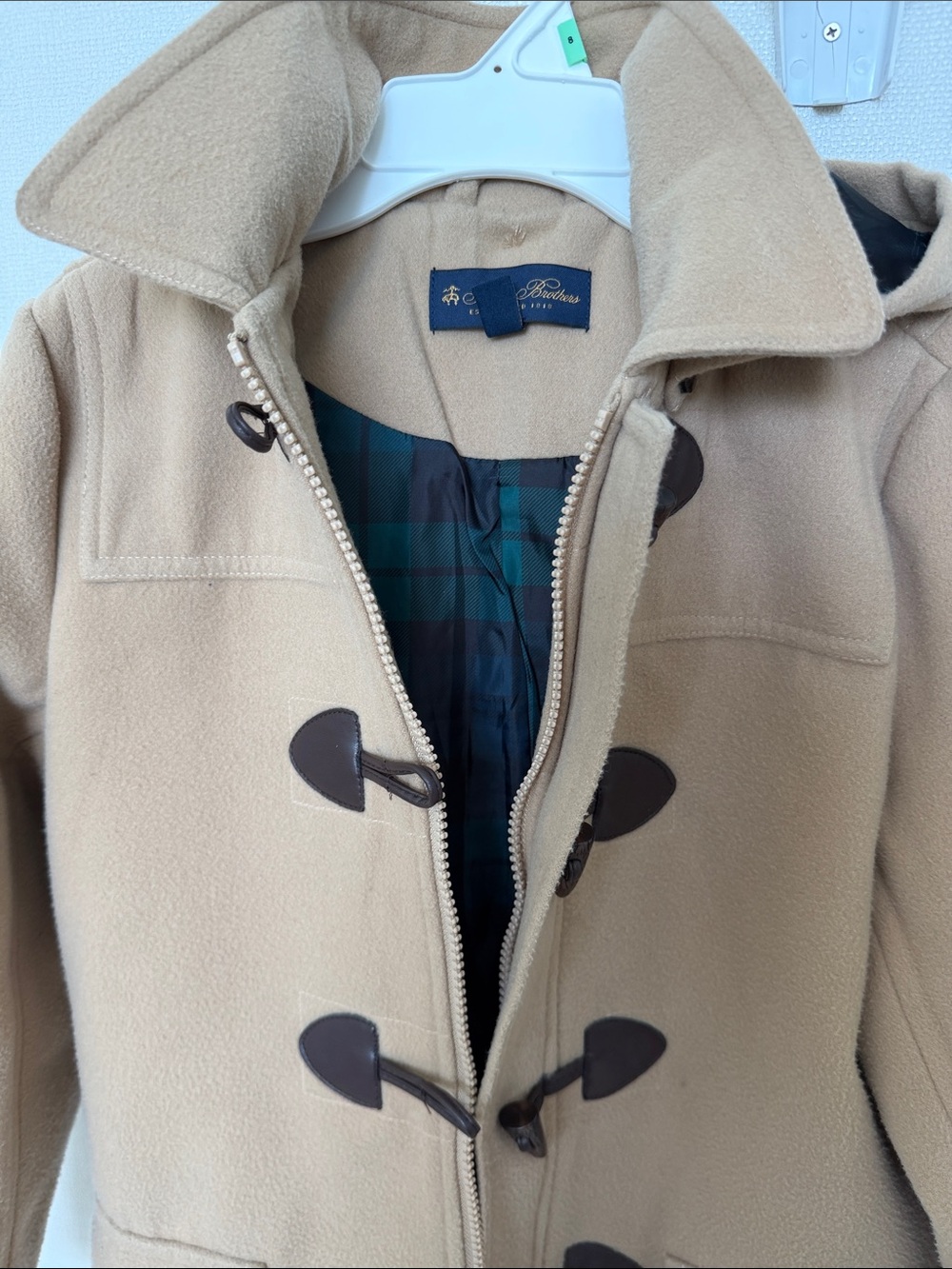Brooks Brothers Camel Tan Wool Toggle Coat with Hood Size 12. Trench coat 🧥 - Picture 3 of 16
